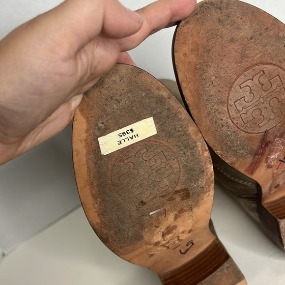 Tory Burch Halle Metallic Gold Leather Mid Calf Short Boots Shoes Size 6M - Picture 7 of 11